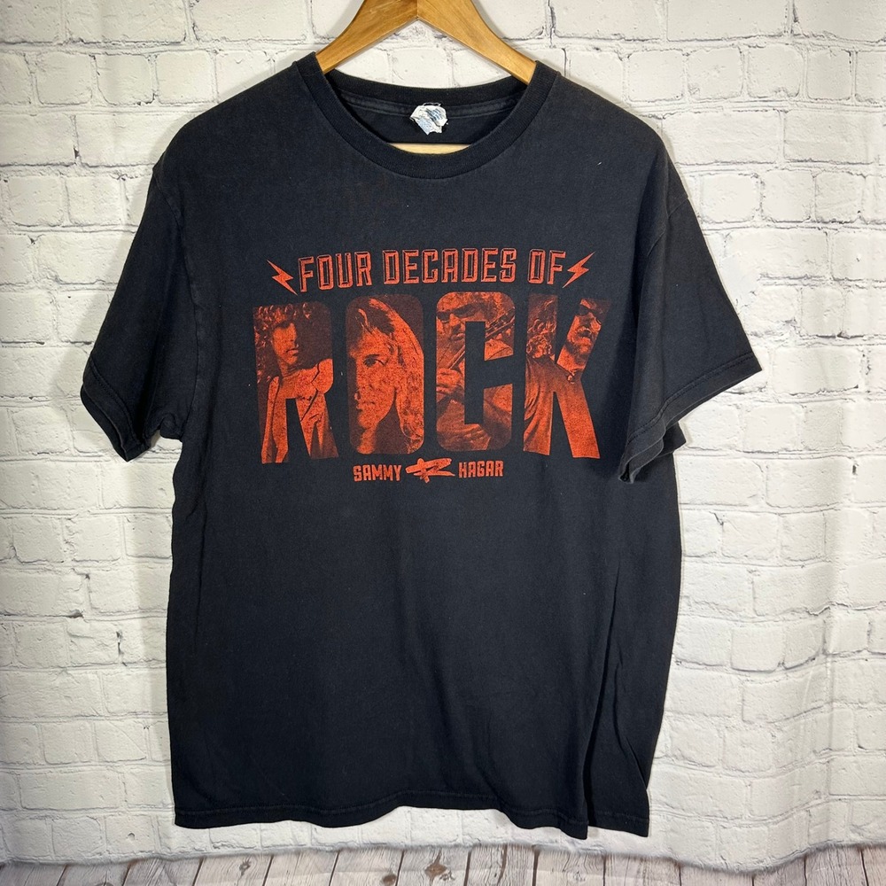 Sammy Hagar Four Decades of Rock T-Shirt Mens Large Black Delta‎ Pro Weight Tee